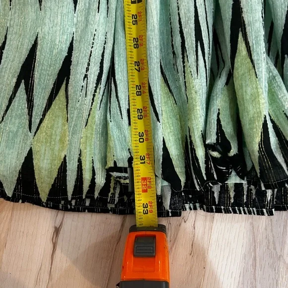 Free People XS Boho Halter Mini Dress Green Abstract Print Smocked Waist - Picture 5 of 15